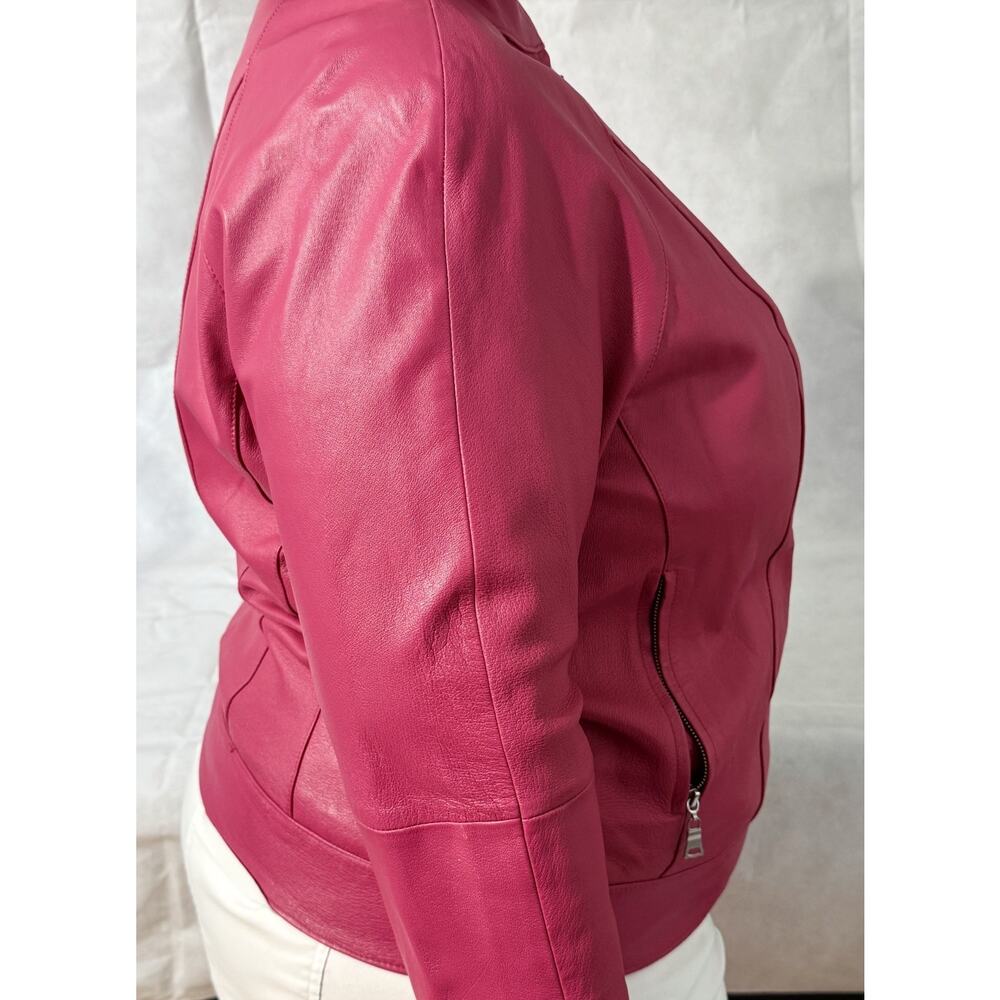 JL Studio Genuine Hot Pink Moto Leather Jacket Vintage SZ 20 W Plus - Picture 2 of 5